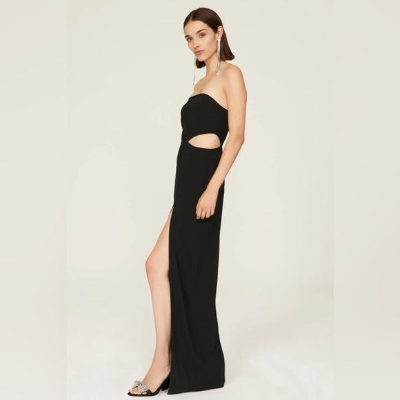 Amanda Uprichard Black Strapless Kloss Cutout Slit Gala Party Gown Maxi Dress S - Picture 9 of 9